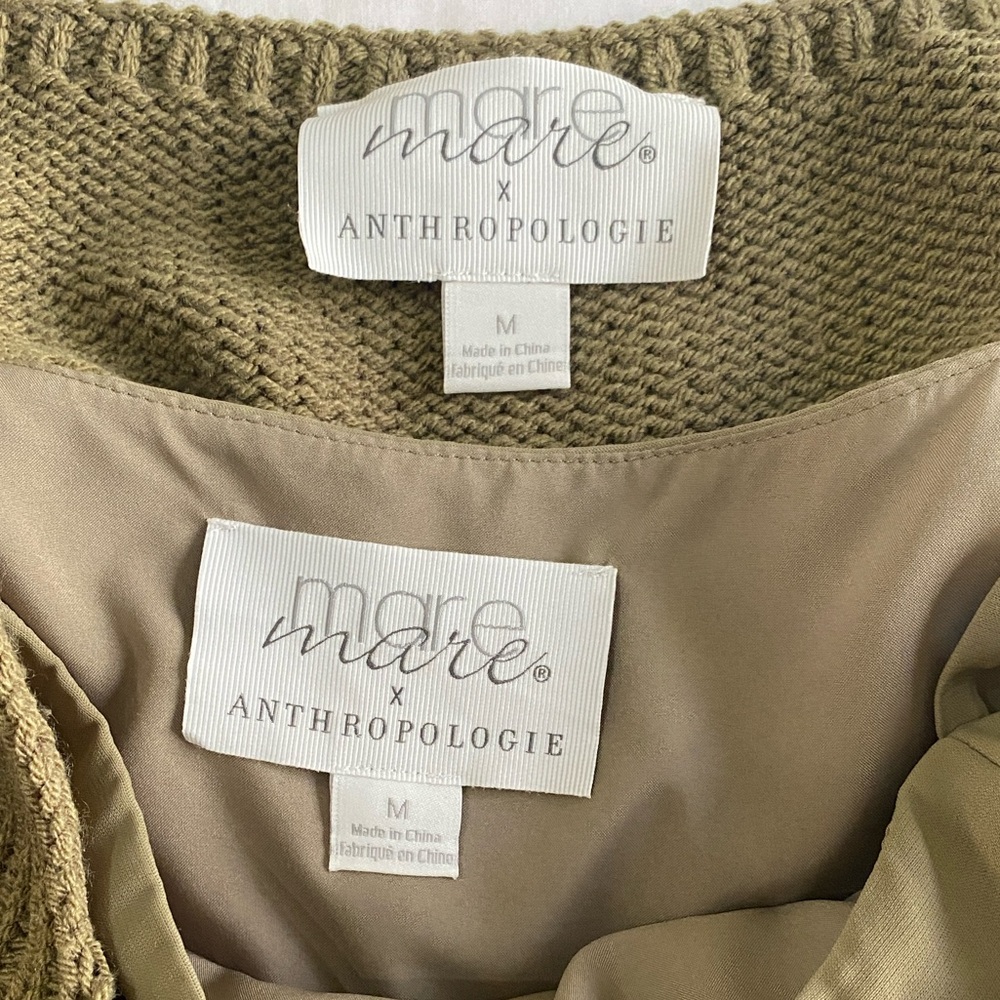 mare mare x ANTHROPOLOGIE Khaki Pleated Twofer Pleated Sleeveless Maxi Dress M - Picture 5 of 12